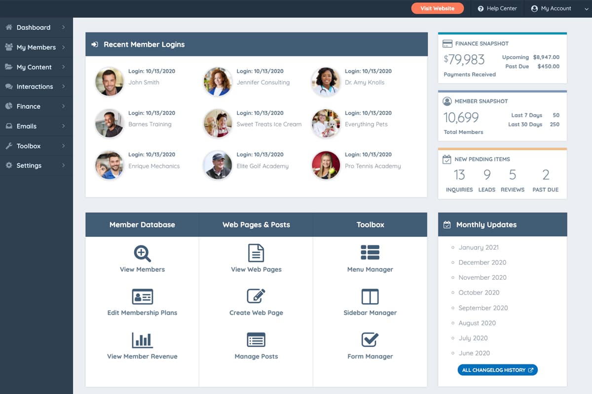 Brilliant Directories admin dashboard
